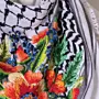 Colorful Floral Embroidered Keffiyeh Scarf with Turkish-Stitch Embroidery