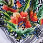 Colorful Floral Embroidered Keffiyeh Scarf with Turkish-Stitch Embroidery