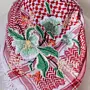 Red Floral Embroidered Keffiyeh Scarf with Turkish-Stitch Embroidery