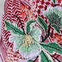 Red Floral Embroidered Keffiyeh Scarf with Turkish-Stitch Embroidery