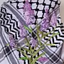 Lavender Flower Embroidered Keffiyeh Scarf with Brazilian Embroidery