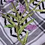 Lavender Flower Embroidered Keffiyeh Scarf with Brazilian Embroidery