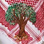 Olive Tree Embroidered Keffiyeh Scarf with Turkish-Stitch Embroidery