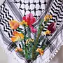 Multicolor Wildflower Embroidered Keffiyeh Scarf
