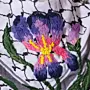 Purple Wildflower Embroidered Keffiyeh Scarf with Turkish-Stitch Embroidery