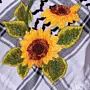 Sunflower Embroidered Keffiyeh Scarf with Turkish-Stitch Embroidery