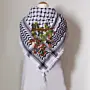 Autumn Floral Embroidered Keffiyeh Scarf with Turkish-Stitch Embroidery
