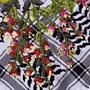 Autumn Floral Embroidered Keffiyeh Scarf with Turkish-Stitch Embroidery