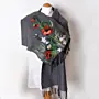 Charcoal Floral Felted Shawl with Wool-Felting Technique