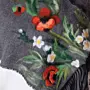 Charcoal Floral Felted Shawl with Wool-Felting Technique