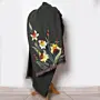 Dark Green Floral Felted Shawl with Wool-Felting Technique