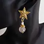Star Quartz Pearl Earrings with Gold-Plated Details