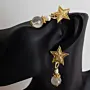 Star Quartz Pearl Earrings with Gold-Plated Details