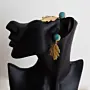 Contemporary Earrings in turquoise with leaf detail