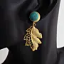 Contemporary Earrings in turquoise with leaf detail