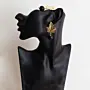 Black Onyx Leaf Earrings with Gold-Plated Details