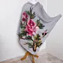 Light Grey Rose Felted Poncho with Wool-Felting Technique
