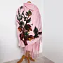 Blush Pink Floral Felted Shawl with Wool-Felting Technique