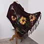 Burgundy Sunflower Felted Shawl with Wool-Felting Technique
