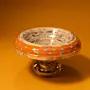 Orange Polka Dot Recycled Newspaper Pedestal Dish 12 cm Height x 12 cm Diameter
