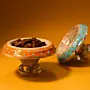 Orange Polka Dot Recycled Newspaper Pedestal Dish 12 cm Height x 12 cm Diameter