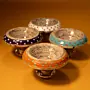 Orange Polka Dot Recycled Newspaper Pedestal Dish 12 cm Height x 12 cm Diameter
