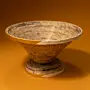 White & Gold Recycled Newspaper Pedestal Dish 15 cm Height x 15 cm Diameter