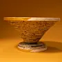 White & Gold Recycled Newspaper Pedestal Dish 15 cm Height x 15 cm Diameter