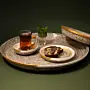 White & Gold Round Recycled Newspaper Serving Tray 35 cm Diameter