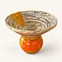 Orange & White Marble-Style Pedestal Serving Dish 11x15 cm