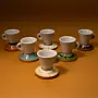 Espresso Cup Set with Recycled Newspaper Bases 6 Pieces 8x8 cm
