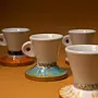Espresso Cup Set with Recycled Newspaper Bases 6 Pieces 8x8 cm