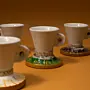 Espresso Cup Set with Recycled Newspaper Bases 6 Pieces 8x8 cm