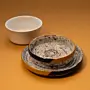 Ceramic Bowl Set with Recycled Newspaper Bases 4 Pieces 6x12 cm
