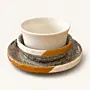 Ceramic Bowl Set with Recycled Newspaper Bases 4 Pieces 6x12 cm
