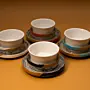Ceramic Bowl Set with Recycled Newspaper Bases 4 Pieces 6x12 cm