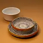 Ceramic Bowl Set with Recycled Newspaper Bases 4 Pieces 6x12 cm