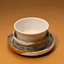 Ceramic Bowl Set with Recycled Newspaper Bases 4 Pieces 6x12 cm