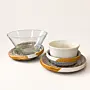 Glass Bowl Set with Recycled Newspaper Bases 4 Pieces 11x7.5 cm