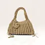 Pistachio Crochet bag with Heart Charm – 30x36x13 cm – 36 cm Handle
