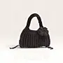 Black Crochet bag with Flower Charm – 30x33x13 cm – 36 cm Handle