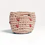 Cream Crochet Bag with Pink Hearts – 15x12 cm – 60 cm Strap