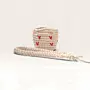 Cream Crochet Bag with Red Hearts – 15x12 cm – 60 cm Strap