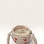 Cream Crochet Bag with Red Hearts – 15x12 cm – 60 cm Strap