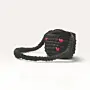 Black Crochet Bag with Red Hearts – 15x12 cm – 60 cm Strap