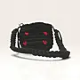 Black Crochet Bag with Red Hearts – 15x12 cm – 60 cm Strap