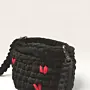 Black Crochet Bag with Red Hearts – 15x12 cm – 60 cm Strap