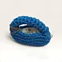 Blue Fluffy Crochet Handbag with Chain – 25x22 cm – 30 cm Handle