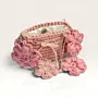 Pink Crochet Flower Handbag with 4-Flower Strap – 23x12 cm
