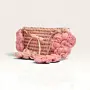 Pink Crochet Flower Handbag with 4-Flower Strap – 23x12 cm